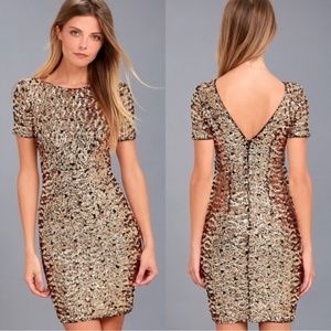 LULU'S Gold Sequin Bodycon Dress-NWT